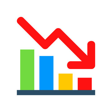 Decrease Icon Flat Color Style