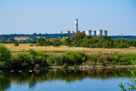 View of Ratcliffe‑on‑Soar Power Station from Attenborough Nature Reserve, Nottinghamshire, UK