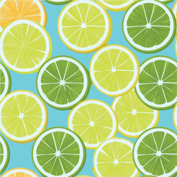 Summer citrus seamless pattern, lemon slices