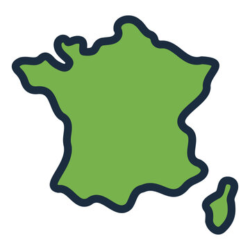 france map filled line icon. country contour shape showing France border. geography and travel destination