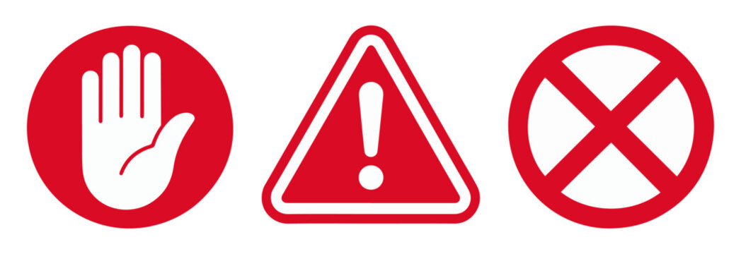 stop warning hand icon set