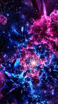 Explore abstract magenta and blue fantasy fractals with loop effects and VSR export features