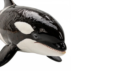 Orca killer whale head portrait swimming marine wildlife view isolated on transparent background cut out © 1png-stock