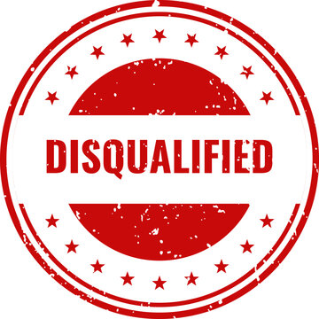Disqualified stamp with stars red ink grunge texture rejection and failure concept