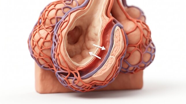 Cross section of the human heart showing chambers and coronary vessels in fine detail