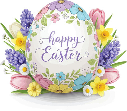 Happy easter floral arrangement with greeting