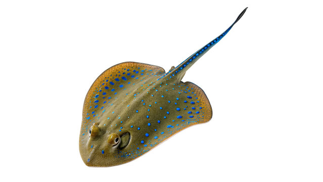 Patterned stingray swimming with wide fins marine wildlife isolated on transparent background