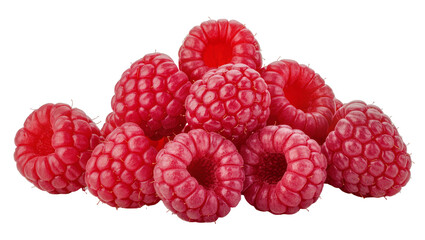 Isolated pile of fresh, ripe, red raspberries, a delicious and healthy summer fruit group © Oisin