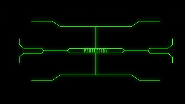 Sci-fi frame hud protection glowing green digital text cyber security background