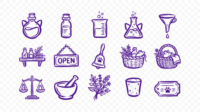 kitchen cooking tools pot pan food ingredients culinary restaurant home chef doodle handmade ink scribble flat line art vector illustration icon bundle set calligraphy drawing design domestic