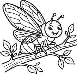Fototapeta premium Cute Garden Bugs Coloring Book Page for Kids | Kawaii Line Art Vector Illustration
