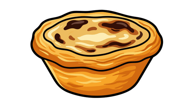 Portuguese custard tart pasteis de nata isolated vector illustration