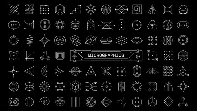Industrial micrographics symbol collection with monochrome linework