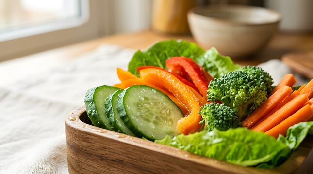 Healthy Lunch Box Components with Fresh Sliced Vegetables