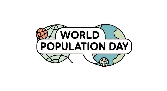 World Population Day Graphic with Globes Illustration