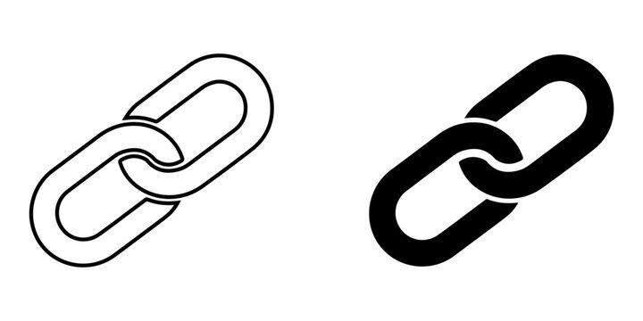 Two chain links in black and white on a plain white background for design use