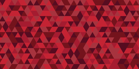 Naklejka premium Abstract geometric red triangle pattern background, modern low poly mosaic backdrop, crimson digital tech wallpaper, seamless web template, ruby polygonal vector texture illustration.