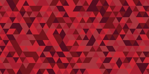 Fototapeta premium Abstract geometric red triangle pattern background, modern low poly mosaic backdrop, crimson digital tech wallpaper, seamless web template, ruby polygonal vector texture illustration.