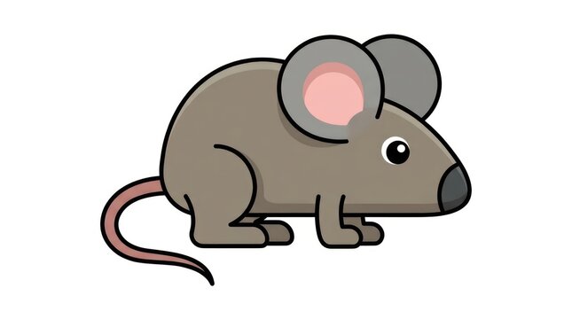 Cute Gray Mouse Character with Large Pink Ears