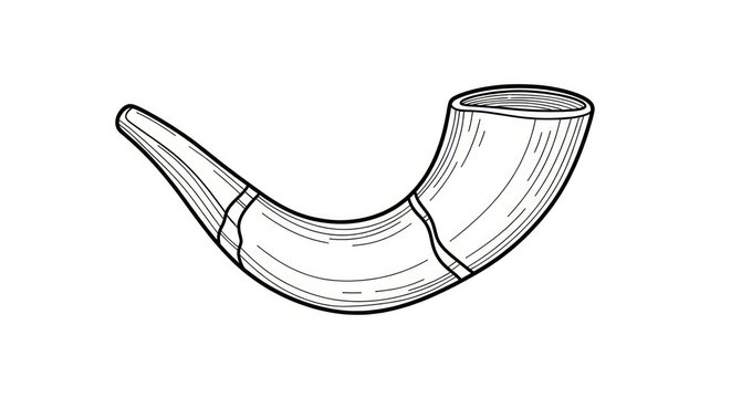 Shofar ritual ram horn line drawing