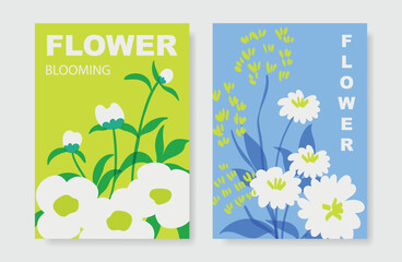 Obraz premium Modern floral card background vector. Minimal hand drawn botanical flowers template background. Design illustration for wedding, vip cover, poster, rsvp modern card, birthday party.