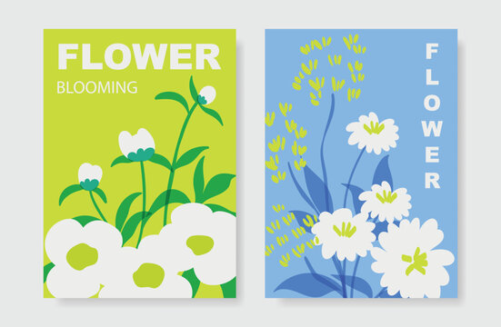 Modern floral card background vector. Minimal hand drawn botanical flowers template background. Design illustration for wedding, vip cover, poster, rsvp modern card, birthday party.