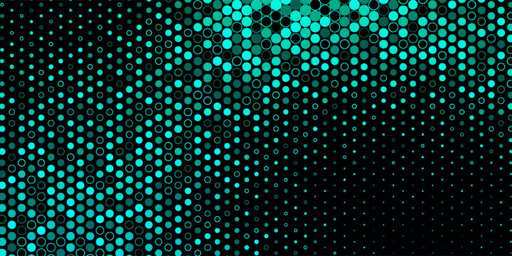 Abstract cosmic background with colorful green neon circles. Futuristic 3D look data network pattern for modern digital graphic design.