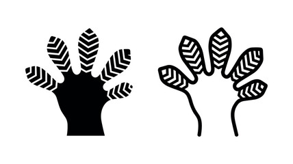 Gecko paw print icons with chevron pad pattern silhouette and outline © liubomir118809