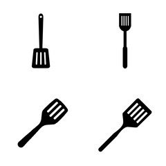 Kitchen spatula turner and cooking flipper solid black silhouette icon set vector © ownk