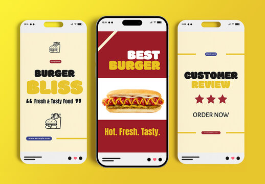 Burger Food Social Media Story Post Template Set