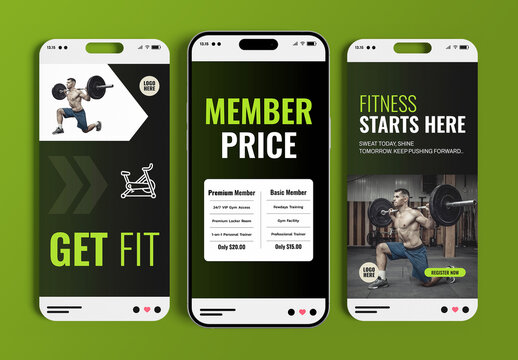 Fitness Social Media Story Post Template Set