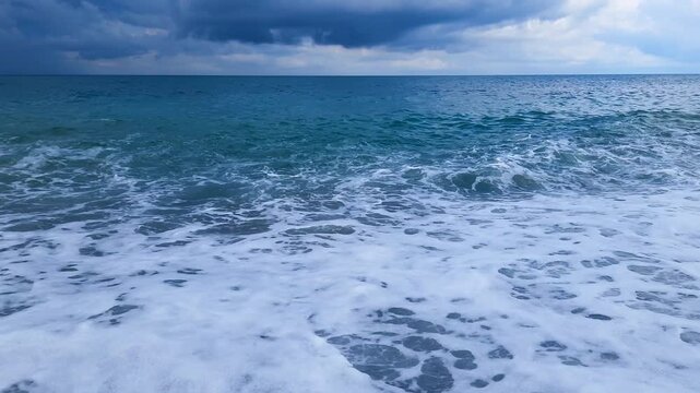 Stormy sea background and texture with sky.