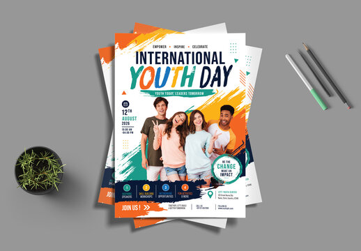 International Youth Day Flyer Template for Community Event Promotion