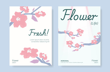 Obraz premium Modern floral card background vector. Minimal hand drawn botanical flowers template background. Design illustration for wedding, vip cover, poster, rsvp modern card, birthday party.