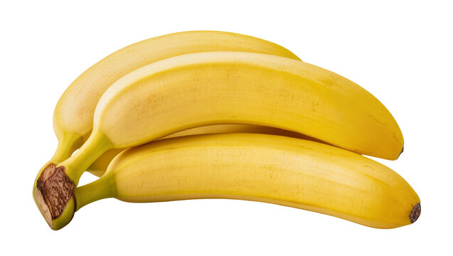 Isolated three fresh ripe yellow bananas fruit bunch healthy natural organic sweet tropical delicious food