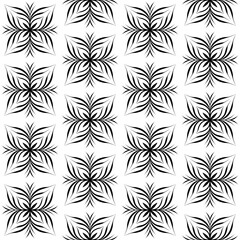 Fototapeta premium Symmetrical black and white flower Seamless pattern with a transparent background