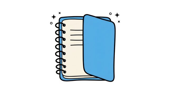 Open Blue Spiral Notebook with Sparkles
