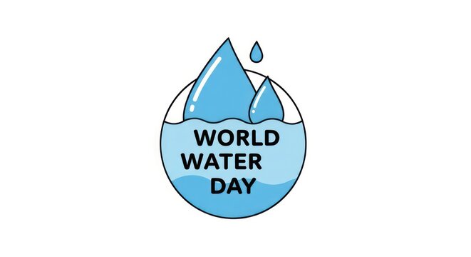 World Water Day with Blue Water Drops and Waves