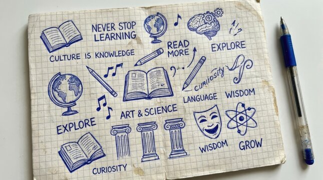 Educational hand-drawn sketches on vintage paper.