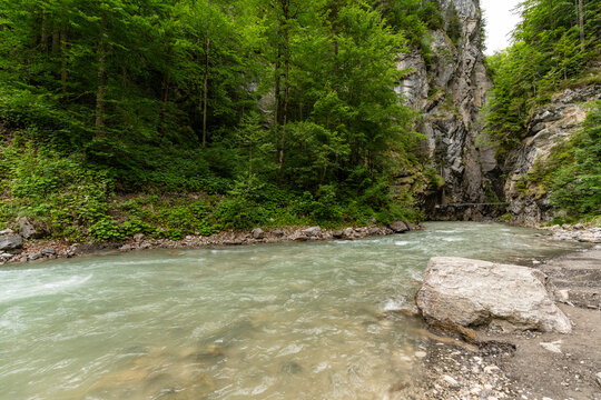 Partnachklamm Gorge River in Bavarian Alps Germany