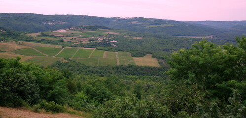 Naklejka premium Motovun is a village and a municipality in central Istria, west Croatia. In ancient times, both Celts and Illyrians built their fortresses at the location of present-day Motovun