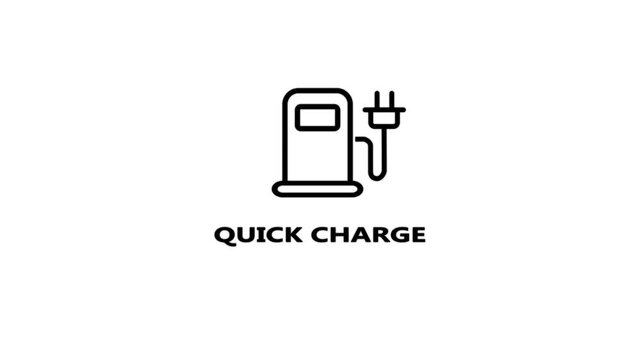 Electric vehicle charging station icon with lightning bolt and plug for quick charge charger