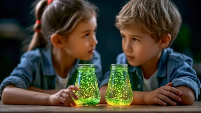Kids Making Spooky Slime and Glowing Lava Lamp Crafts