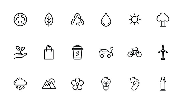Eco friendly icons for sustainable living and green energy