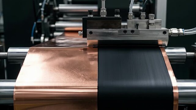 Electrode slurry coating copper foil in battery cell production