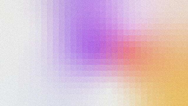 Textured grainy gradient background transitioning from white, lavender purple to warm orange gold, embedded with faint translucent grid layers, fine film grain noise across surface. 