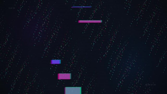Classic Analog Television Static Noise on a Screen, Featuring a Vibrant, Randomly Pixilated Abstract Background with Interference