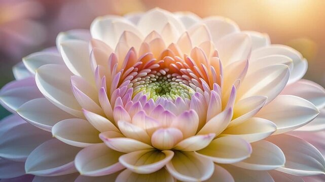 Flower petals unfold slow motion ambient glow enhances texture
