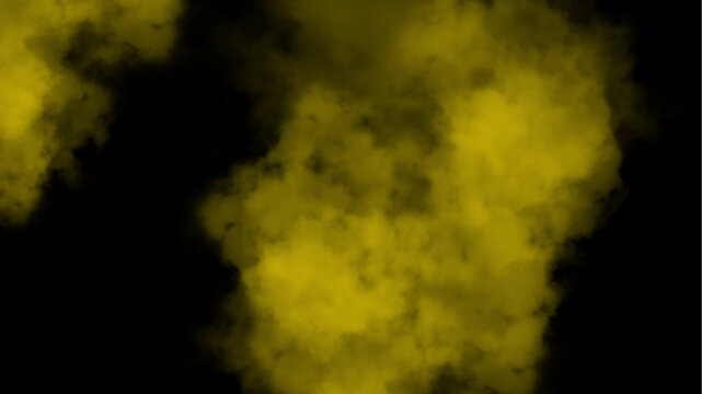 Abstract yellow smoke explosion on black background	