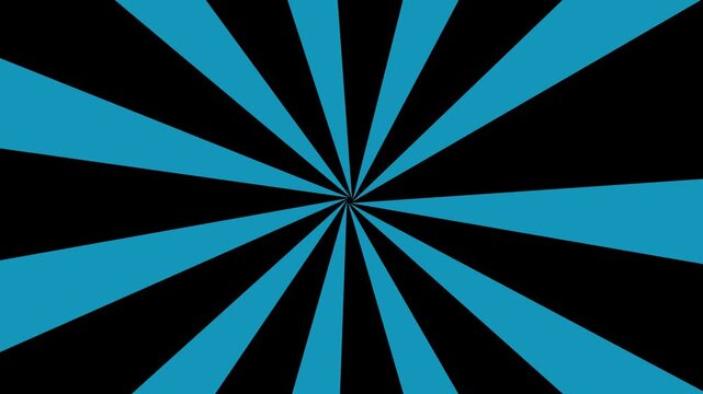 Rotating blue and black sunburst background, hypnotic radial pattern motion for dynamic visual presentations